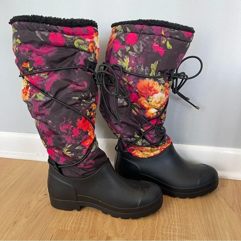 Dirty Laundry Pied Piper Floral Snow Boots Sz 7 Like New
